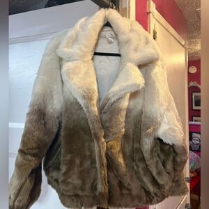 Chic Two-Tone Faux Fur Teddy Jacket NEW